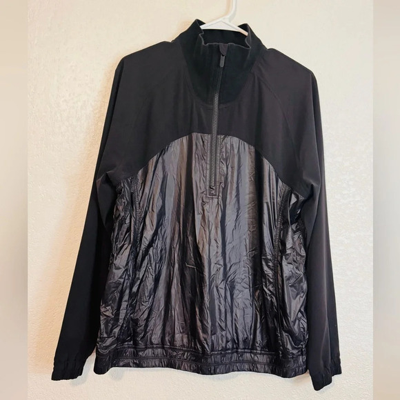 Lululemon black shiny neoprene half zip jacket with joey pocket size 12 - Picture 4 of 10